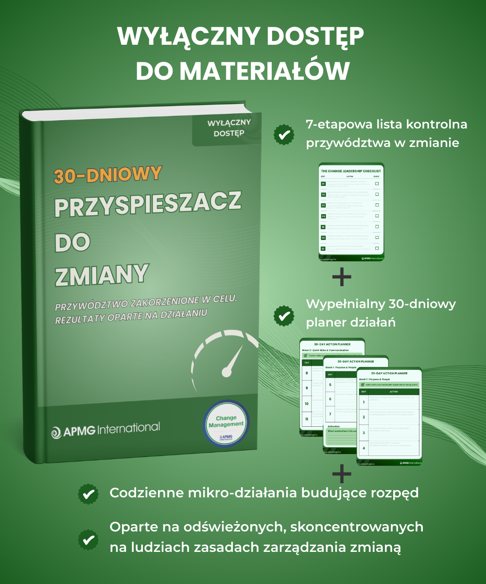 Wyłączny dostęp do zestawu narzędzi wiedzy o zarządzaniu zmianą i specjalnych ofert