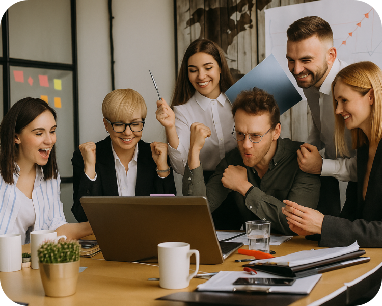 young professionals watching their progress using ai